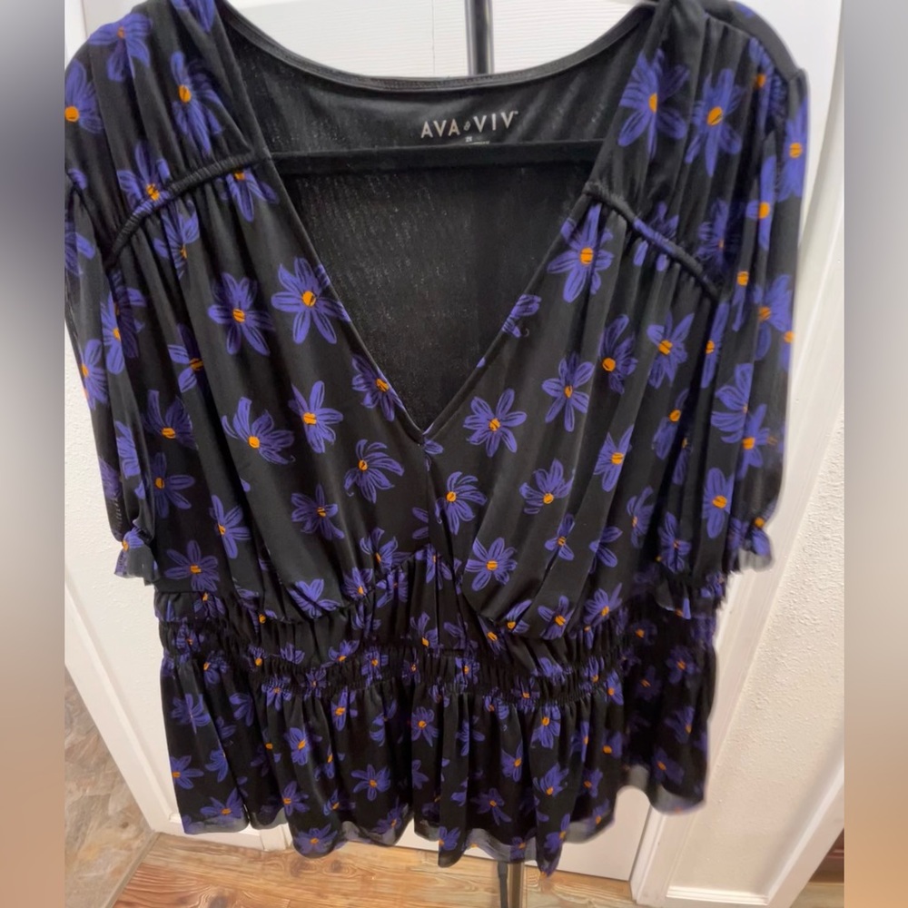 Ava Avid, 2X, Floral Print, Good Condition